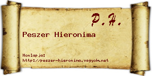 Peszer Hieronima névjegykártya